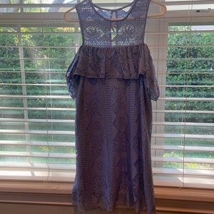 Periwinkle, open shoulder, lace dress. Never worn